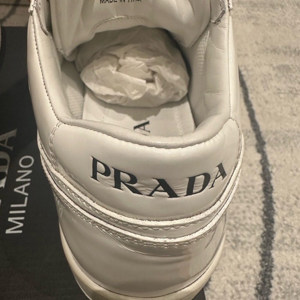 Prada Men’s Vernice Patent Leather Low-Top Sneakers - Picture 10 of 13